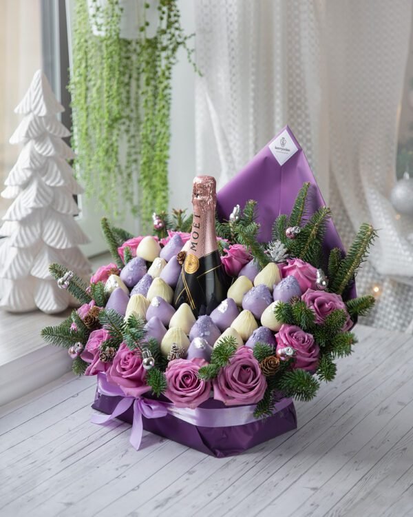 purple and white chocolate christmas bouquet