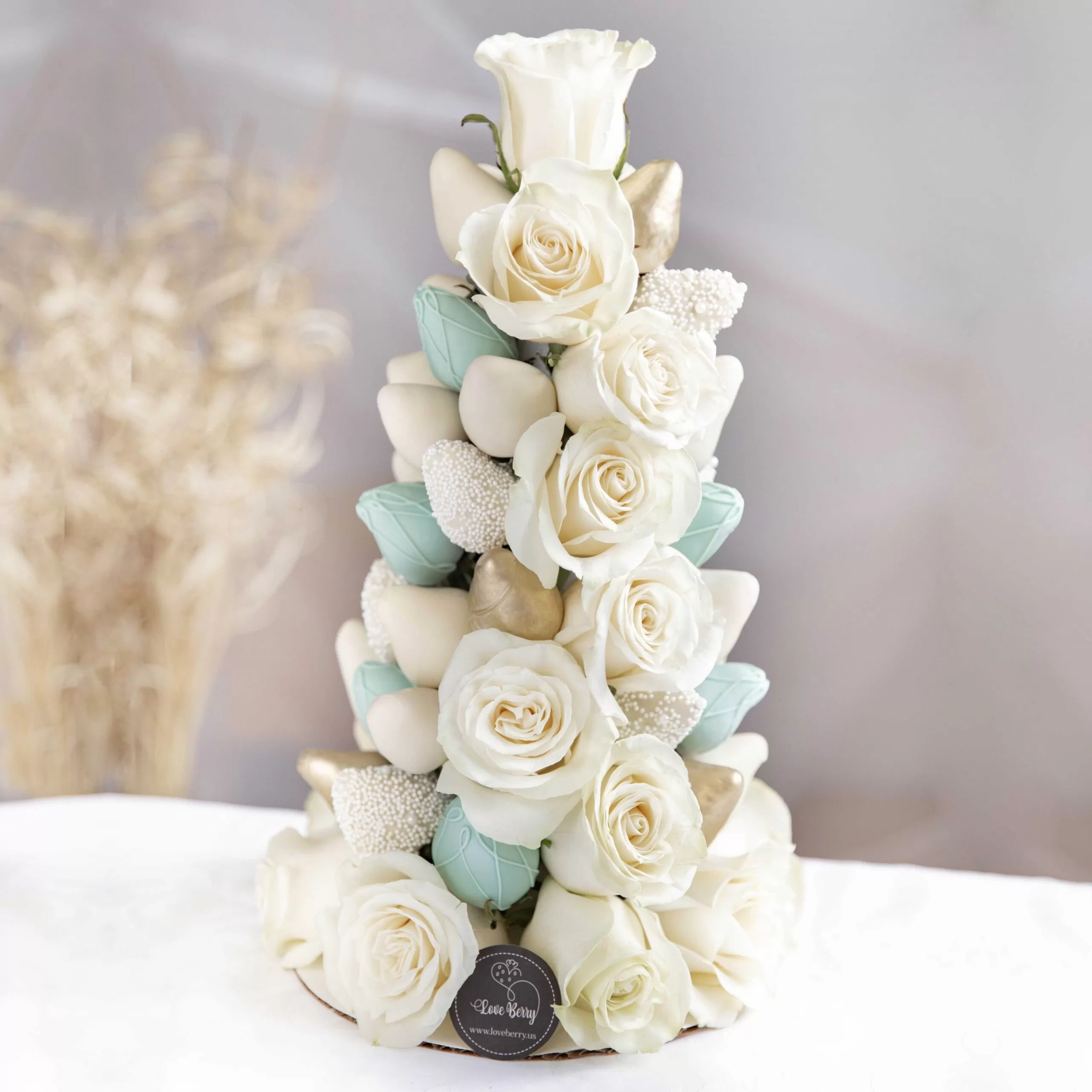 Rose and Chocolate Strawberry Tower