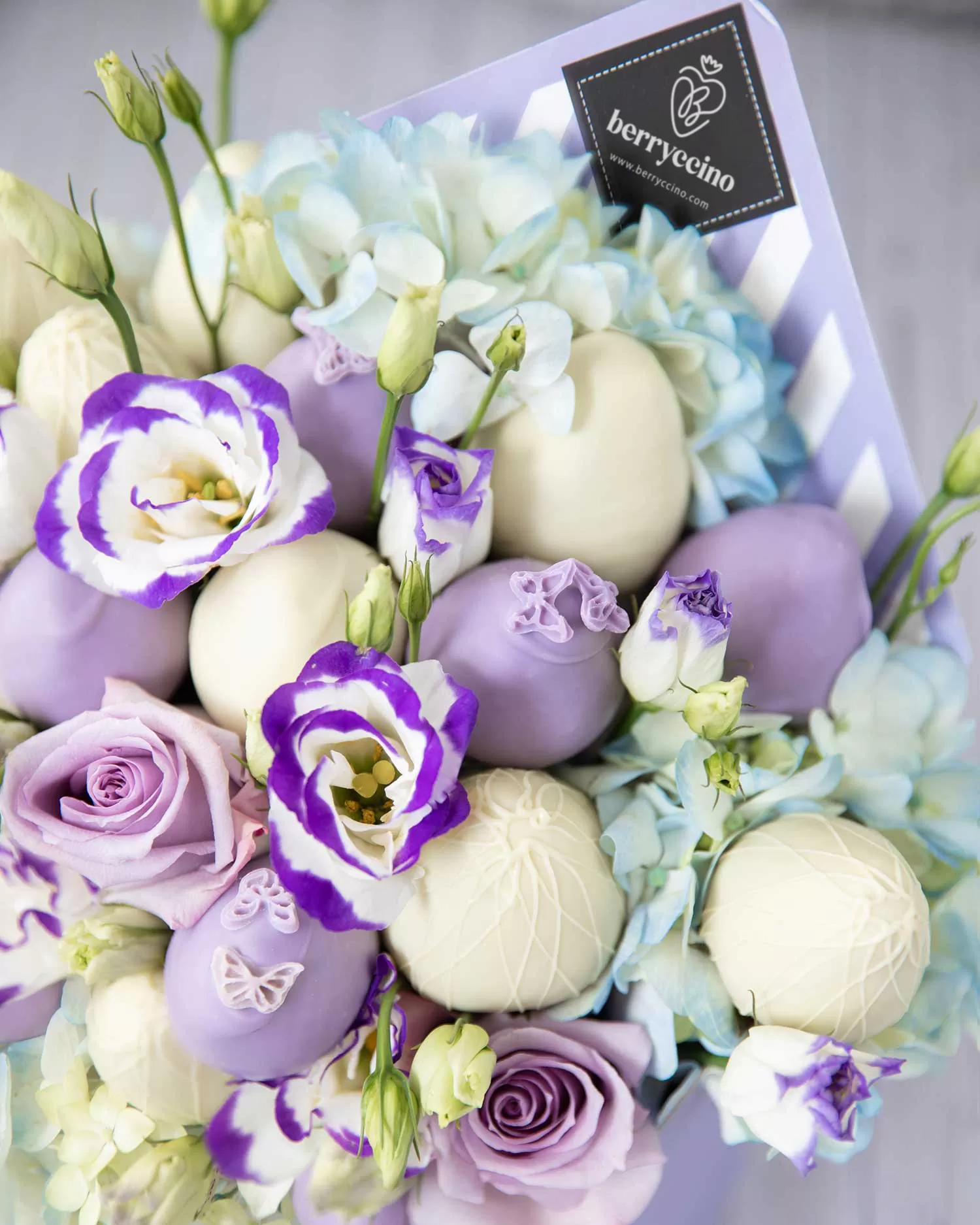 purple chocolate covered strawberries