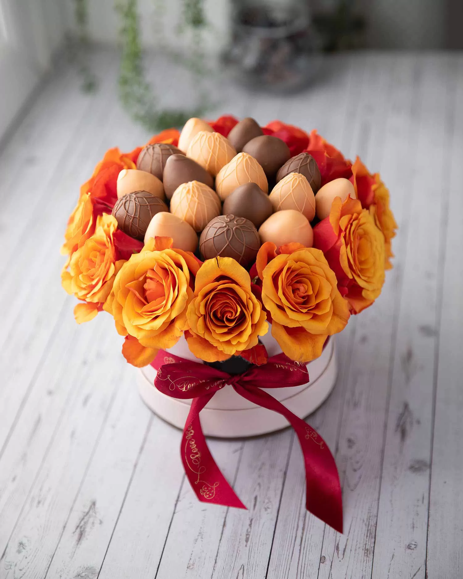 white chocolate covered strawberry bouquet
