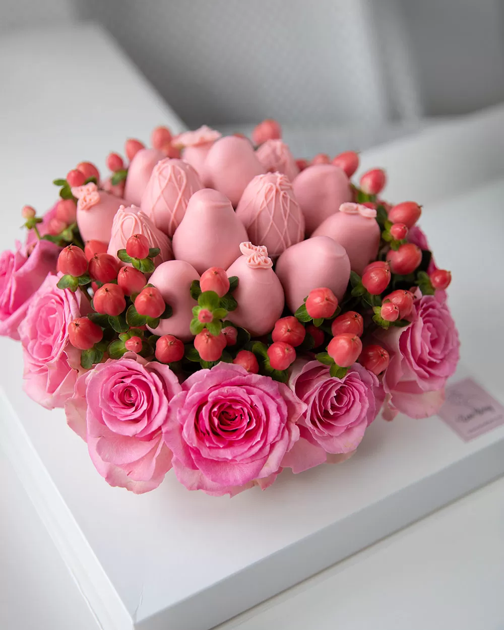 ruby chocolate strawberry arrangement