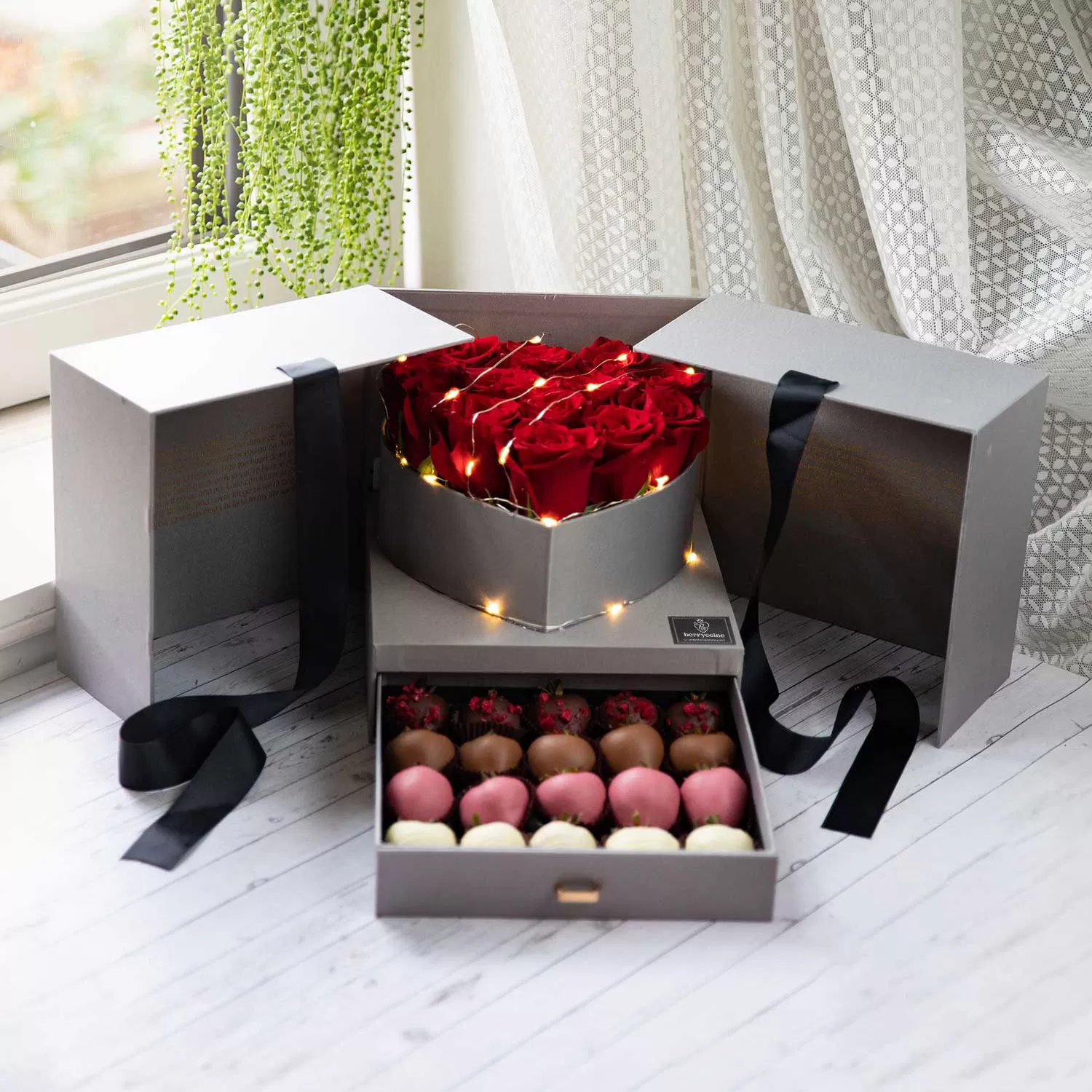 mixed chocolate dipped strawberry arrangement