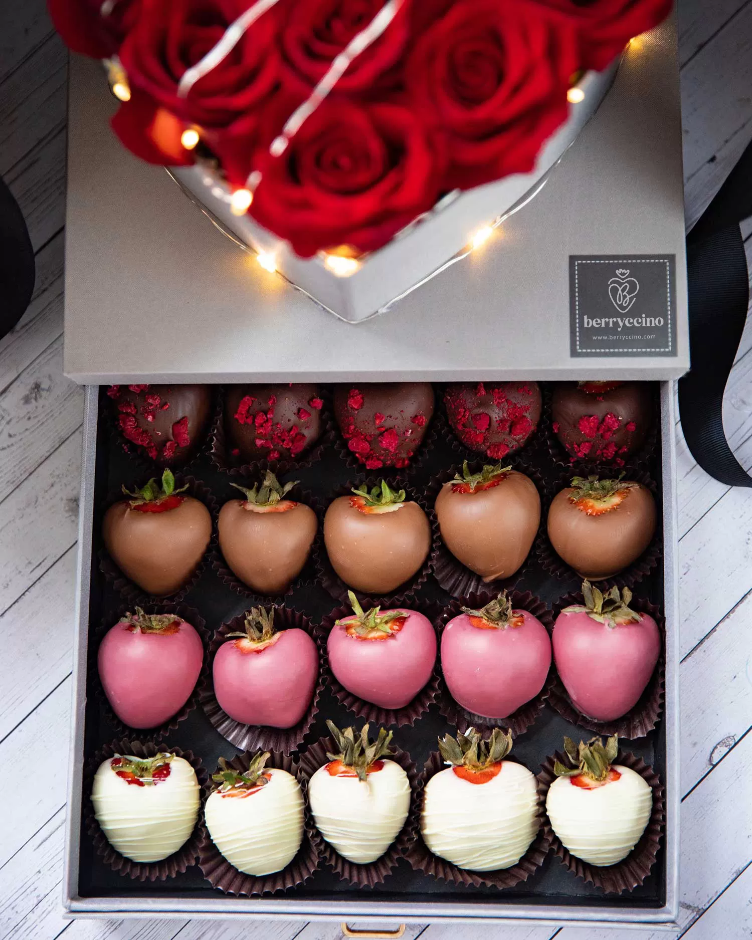 mixed chocolate dipped strawberry arrengements