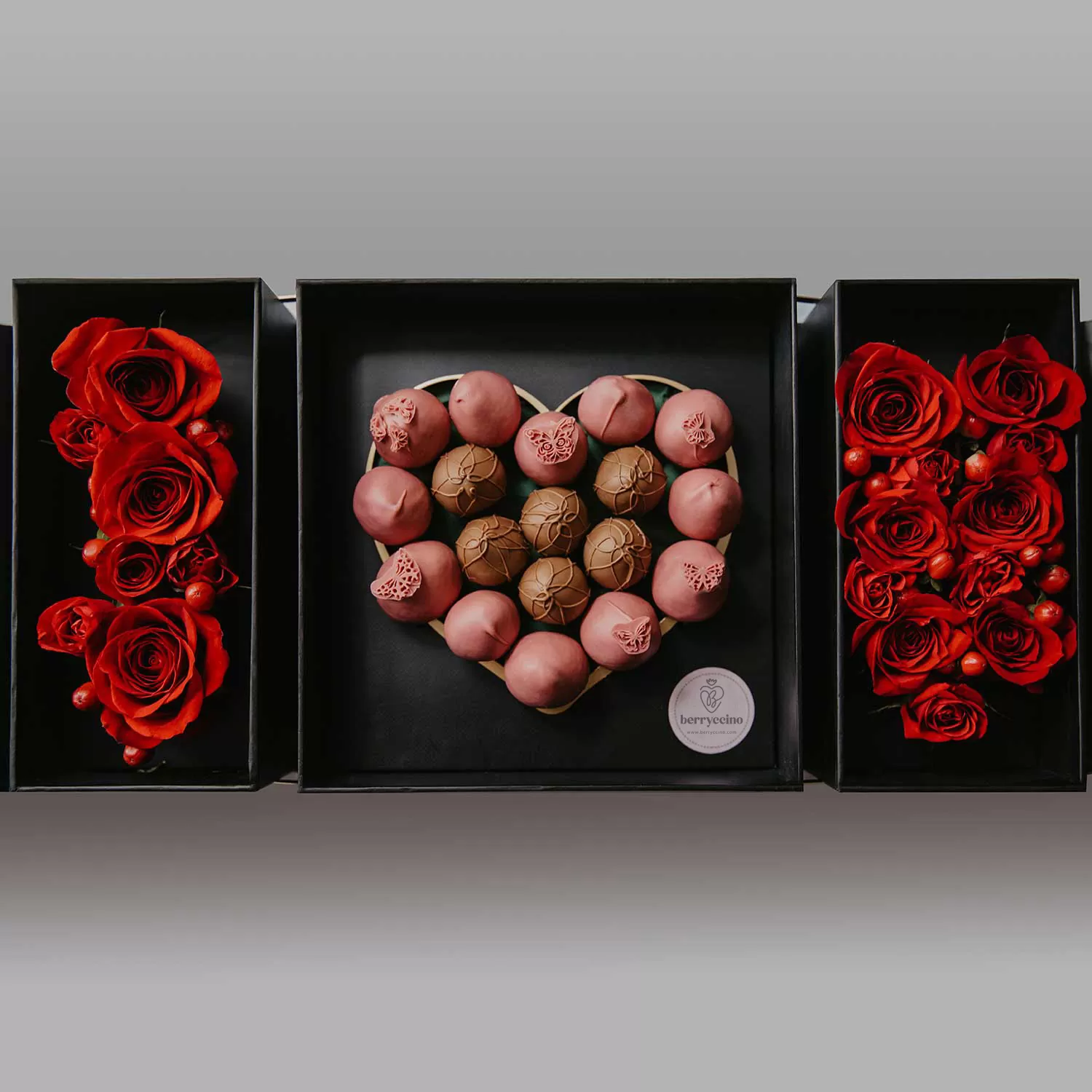 ruby and milk covered strawberries with roses for special occasions