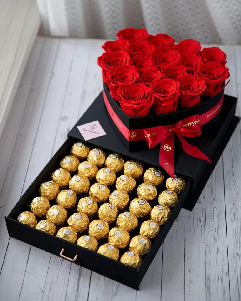 Premium Ferrero Rocher Chocolate with Flowers