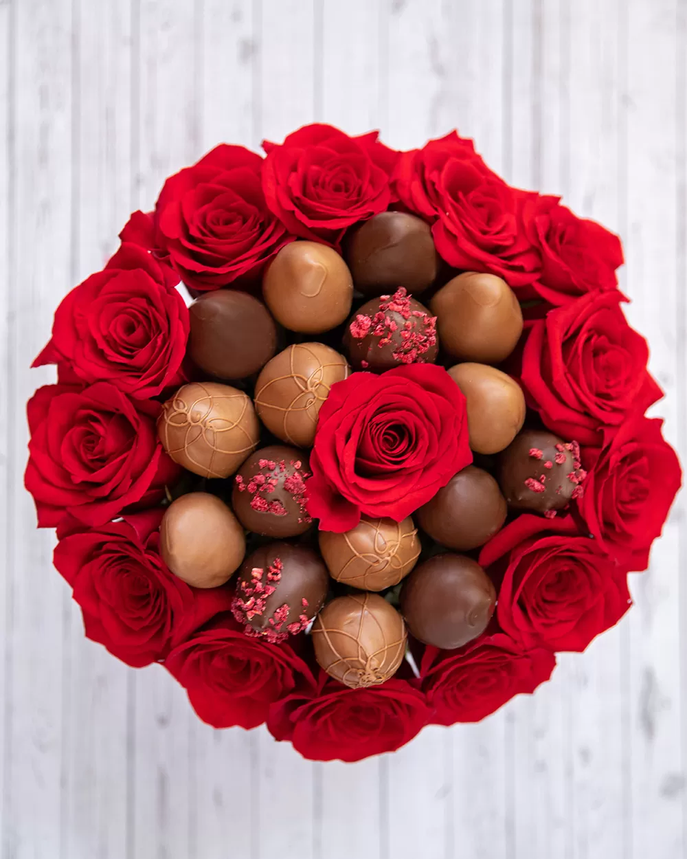 dark and milk chocolate covered strawberry arrangement