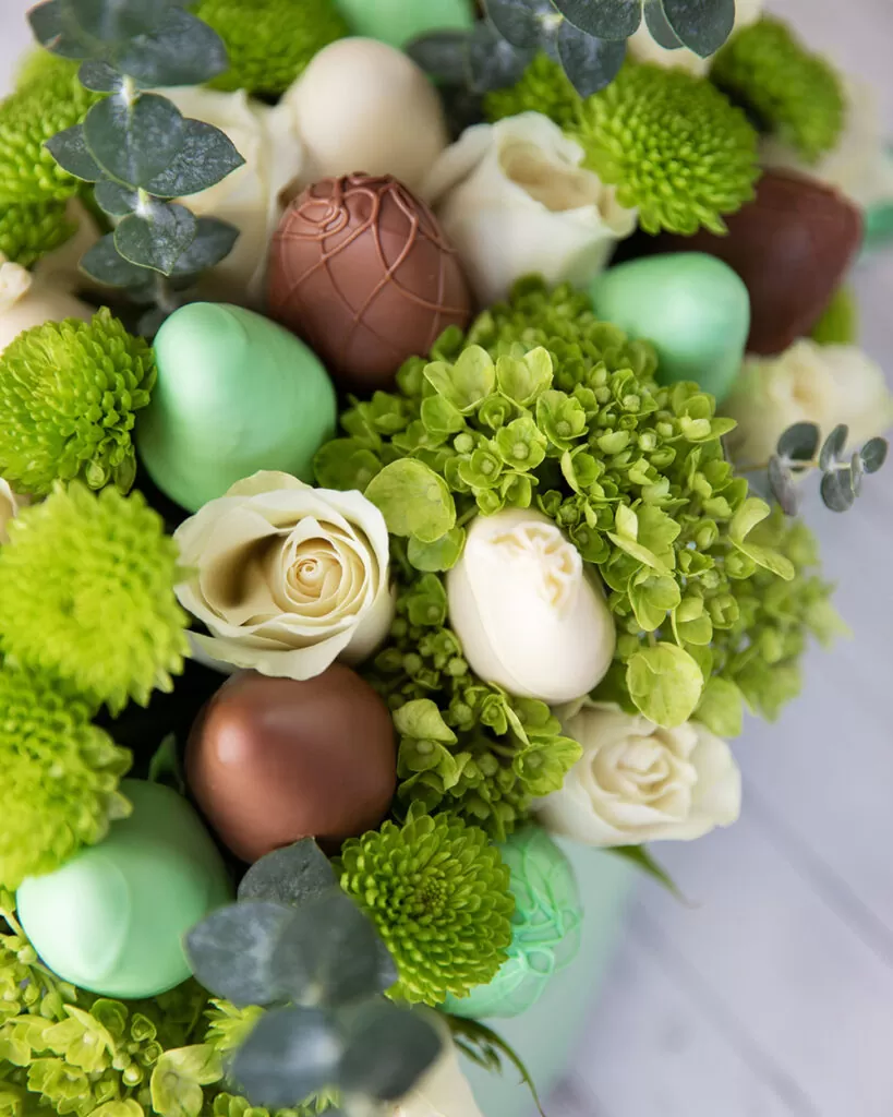 green chocolate covered strawberry arrangement