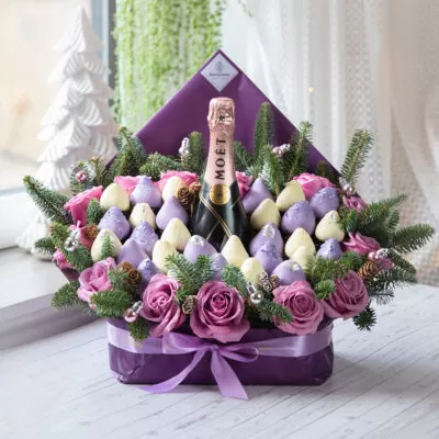 purple and white chocolate christmas bouquet