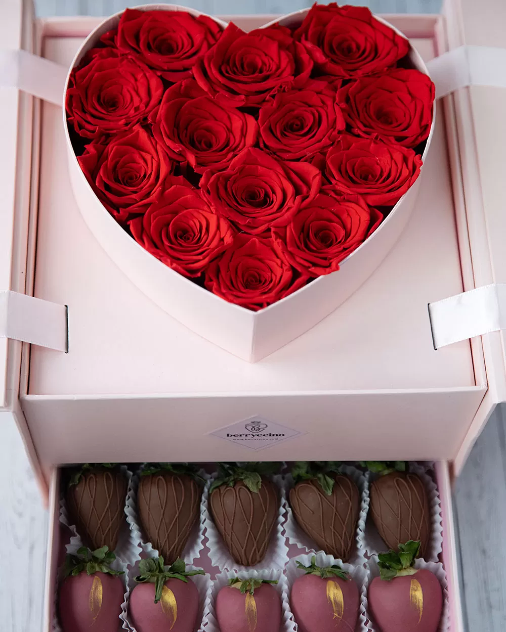 chocolate covered strawberry with gold leaves