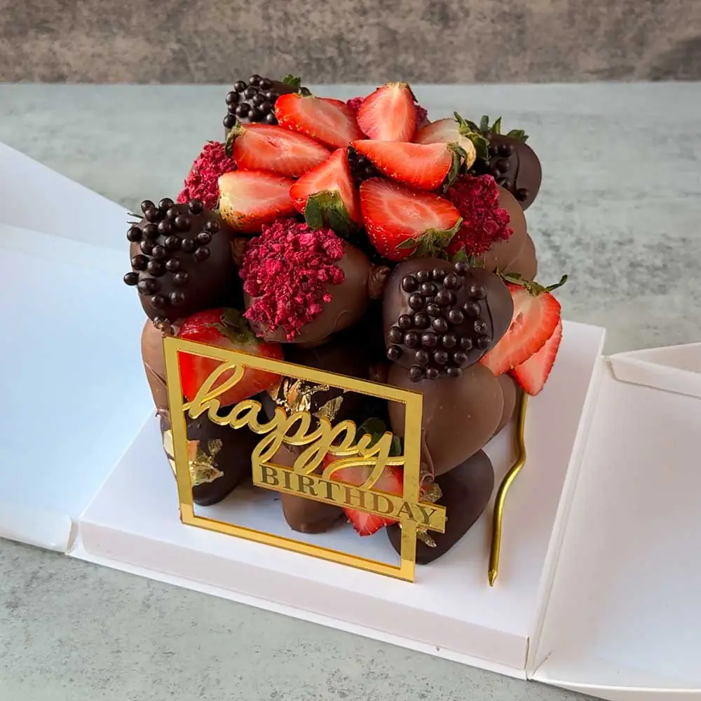 Milk & Dark Chocolate-Covered Strawberries Cake - Image 3