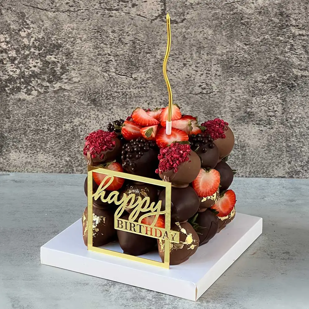 Milk & Dark Chocolate-Covered Strawberries Cake