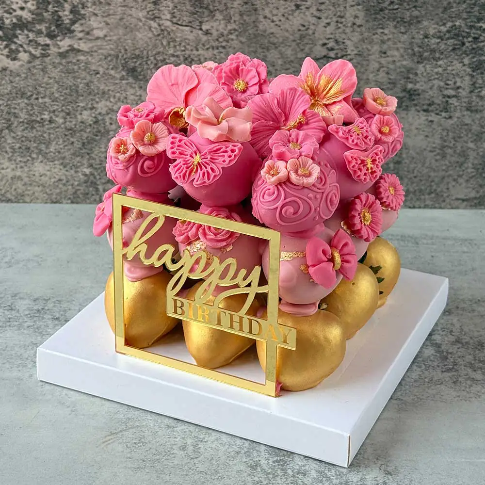 Pink Chocolate-Covered Strawberries Cake – White Chocolate - Image 4