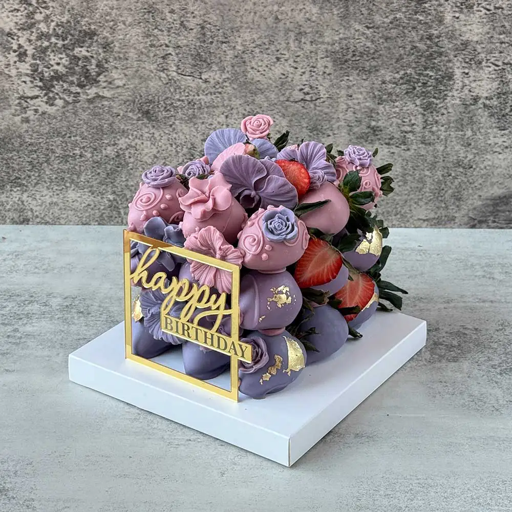 Purple Chocolate Strawberry Cake - Image 4