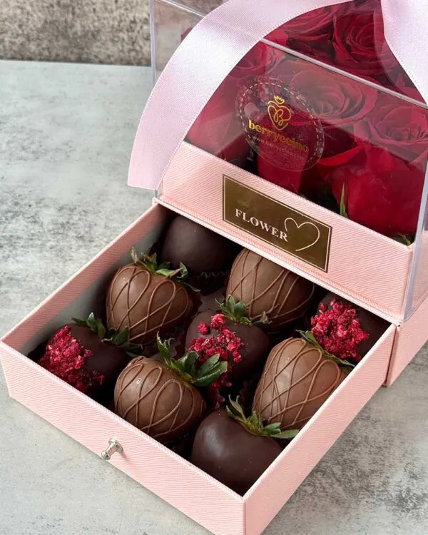 Luxury edible flower bouquet for Mother’s Day with chocolates and roses