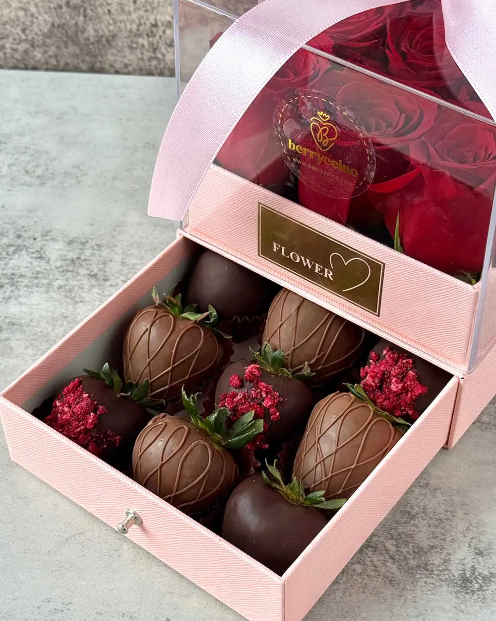 Luxury edible flower bouquet for Mother’s Day with chocolates and roses