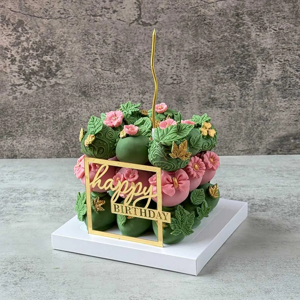 Green & Pink Chocolate-Covered Strawberry Cake